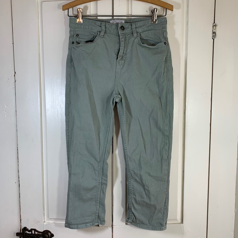 Fat Face Hertford Skinny Capri Pants Green Women 6R Cropped Stretch FLAWS‎